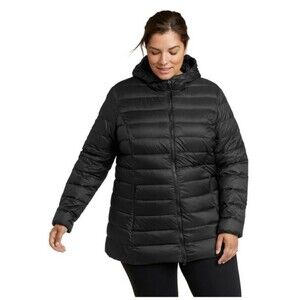 Eddie Bauer Jacket Womens XXL Black Full Zip Down Hooded Puffer Coat